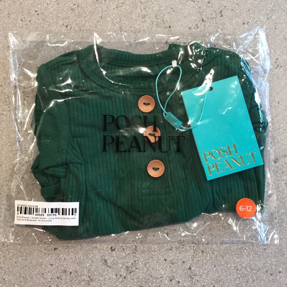 Posh Peanut Twirl Bodysuit- Green Ribbed